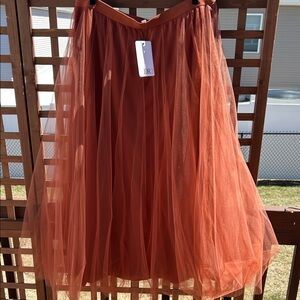 Rust Tulle A-Line Skirt